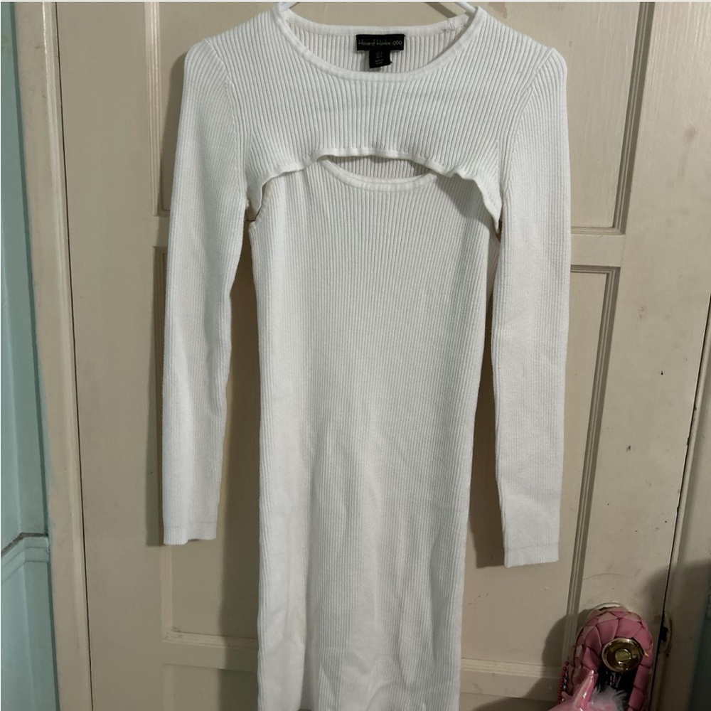 House of Harlow 1960 two piece white bodycon ribbed dress & bolero/shrug